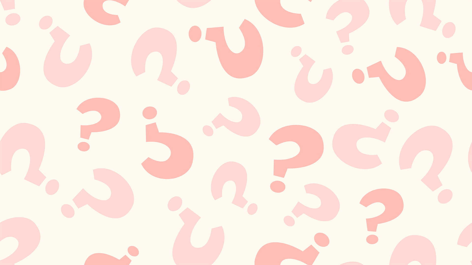 repeating pattern of question marks in pink and peach colours