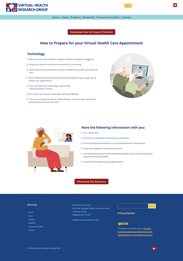 Checklist web design for printable health care resource